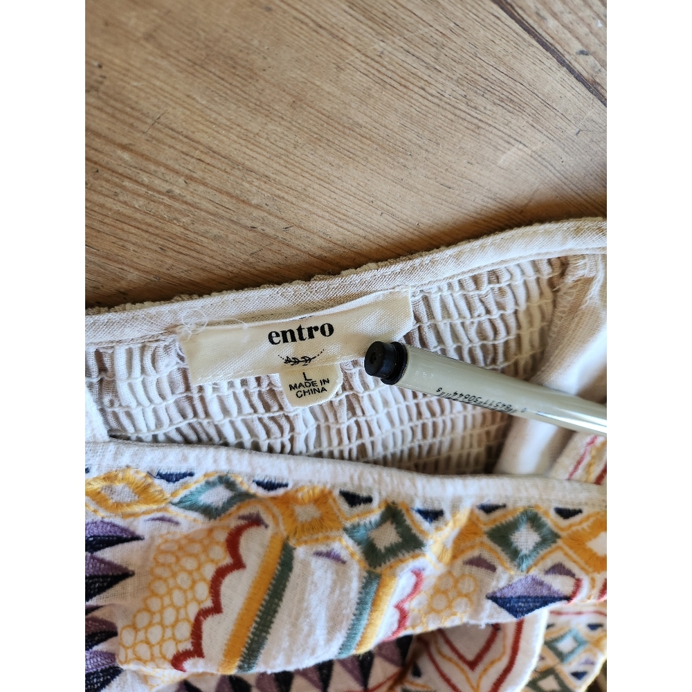 Entro striped dress with embroidery size large - Picture 3 of 3
